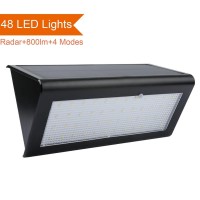 Microwave Radar Sensor Lights 48LEDs 1000 Lumens Solar Motion Sensor Light Outdoor Wall Lamp with 360 Degrees Induction